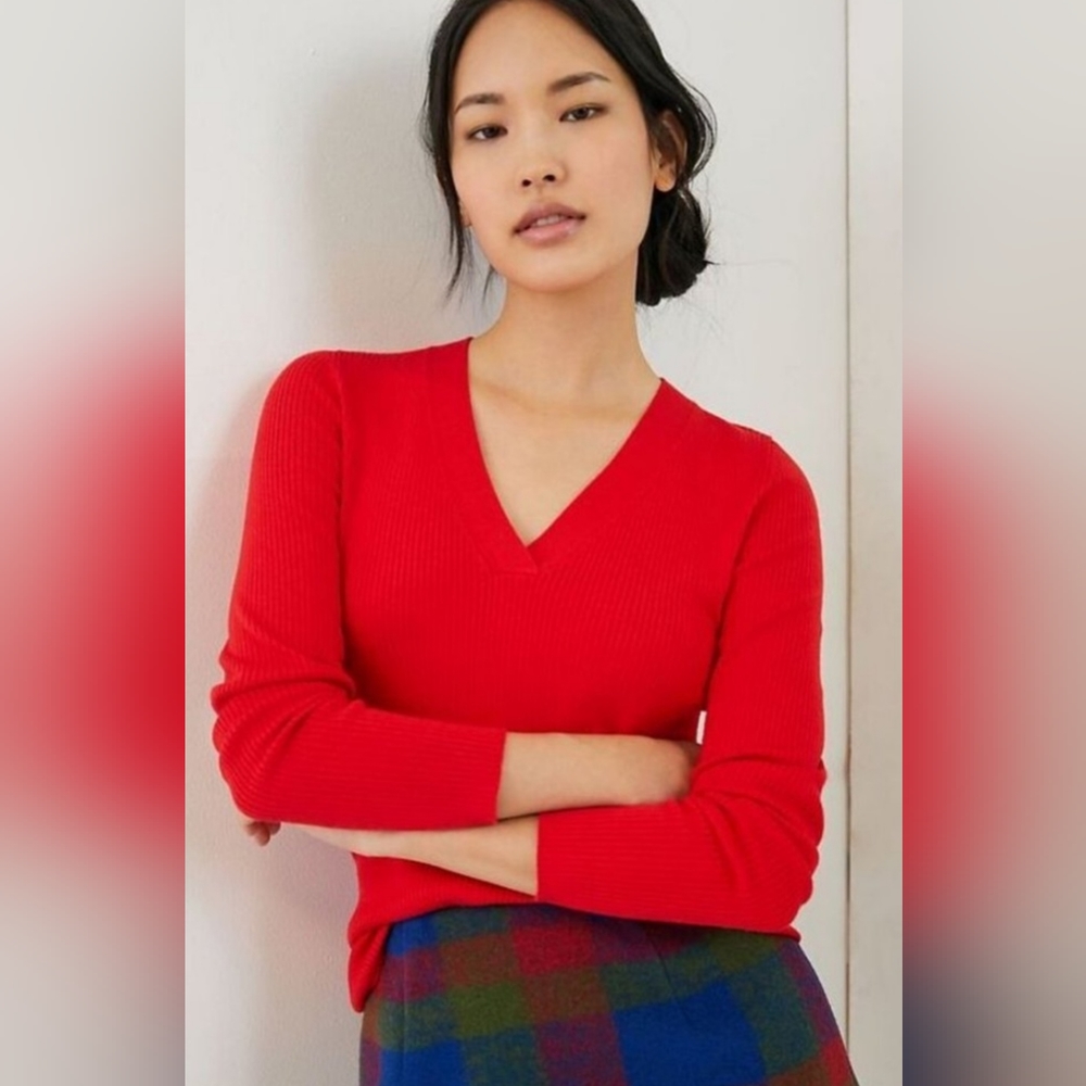 Maeve by Anthropologie Thea ribbed v-neck sweater XS